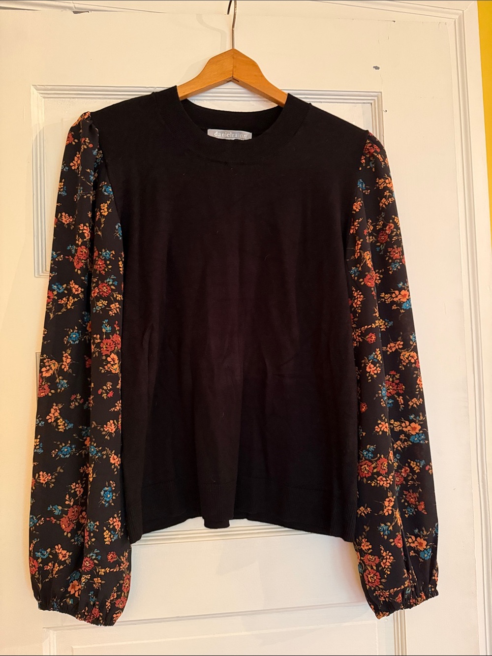 One-Piece Black Sweater Vest with Floral Sleeves